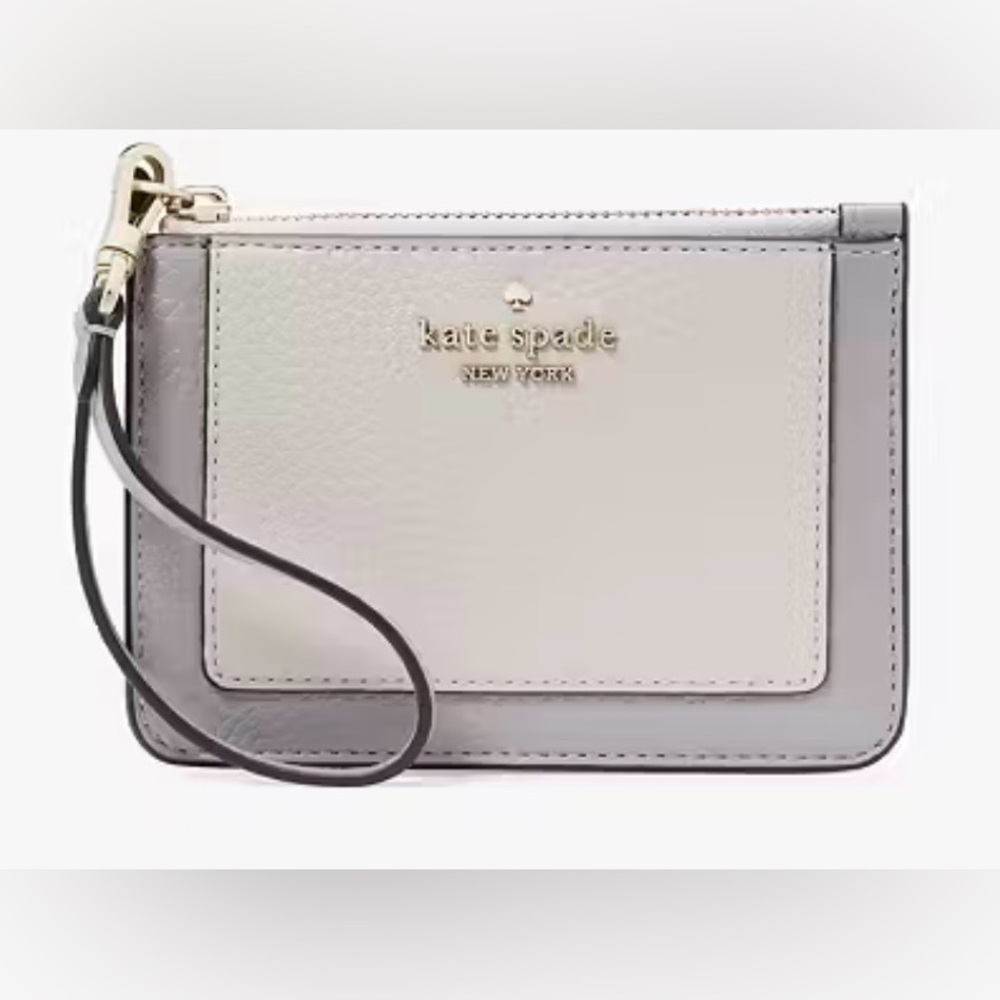 •KATE SPADE•NWT MOUNTAIN GRAY & WHITE COLORBLOCK LENA SMALL CARD HOLDER WRISTLET